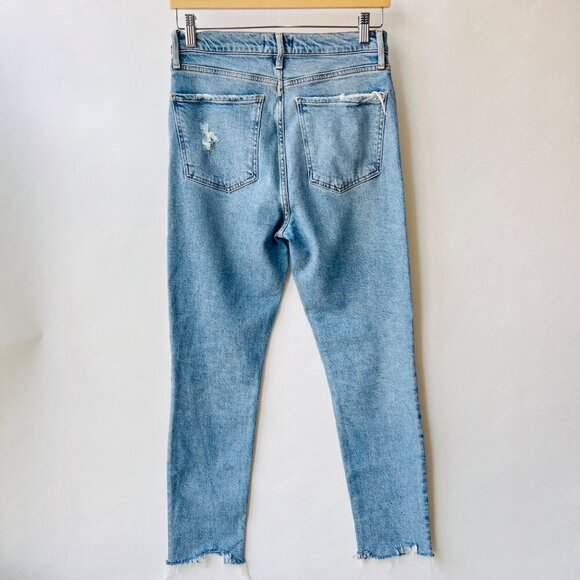 Agolde Nico Highrise crop jeans frayed hems, Blue, Size 27 L78 - Picture 3 of 11